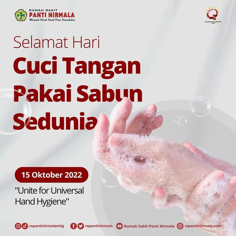 Setiap tanggal 15 Oktober diperingati sebagai Hari Cuci Tangan Pakai Sabun sedunia. 🙌🏼