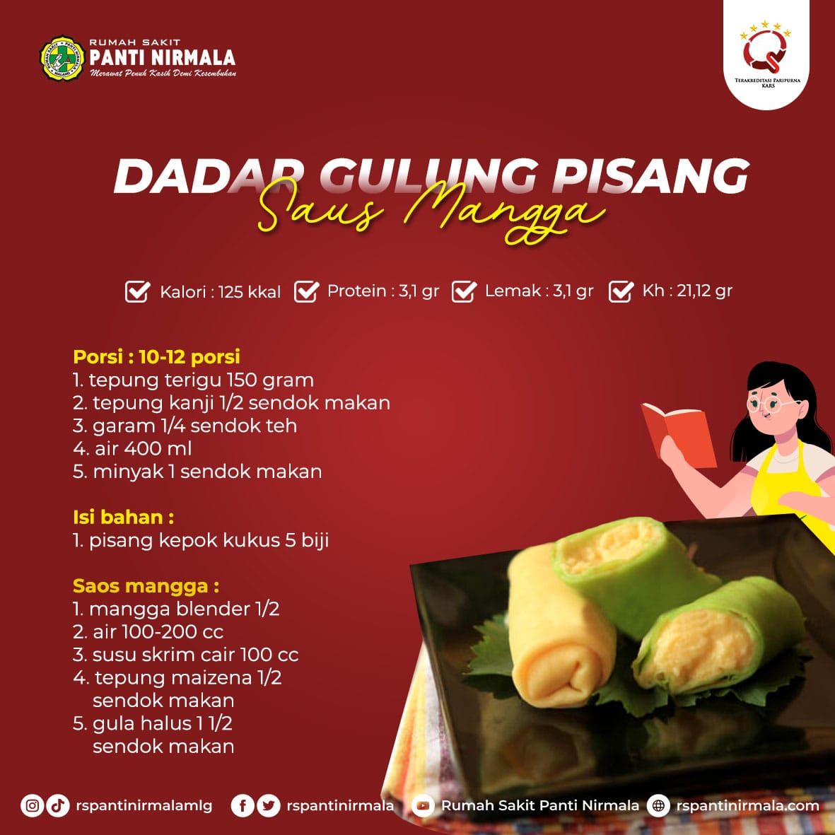 dadar gulung pisang saus mangga