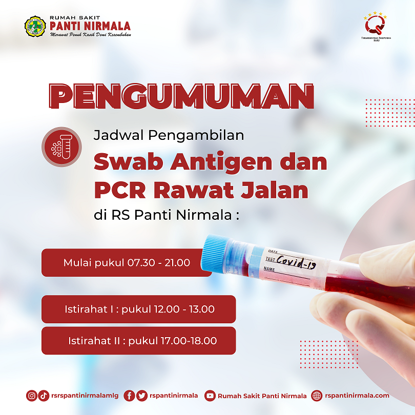 Jadwal pengambilan Swab Antigen dan PCR Rawat Jalan